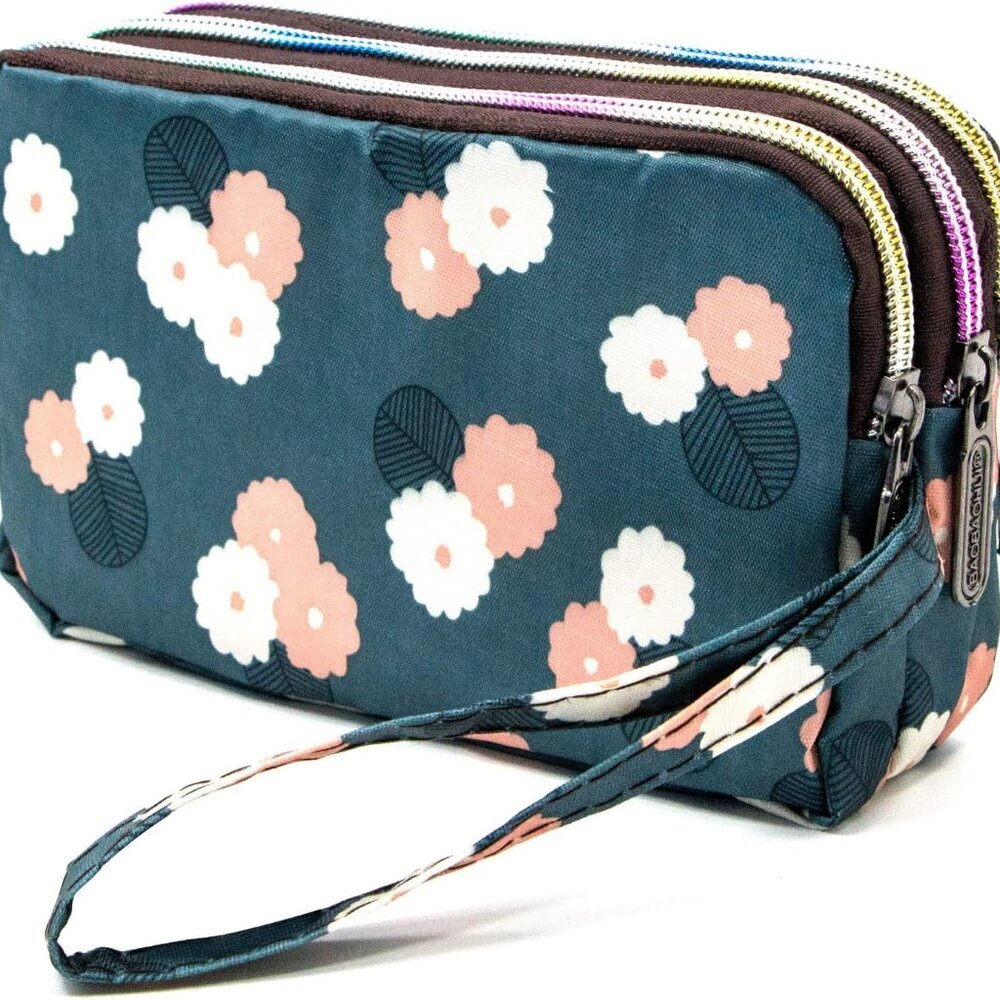 Large Capacity Wristlet Wallet - Women Printed Nylon Waterproof Handbag Clutch P